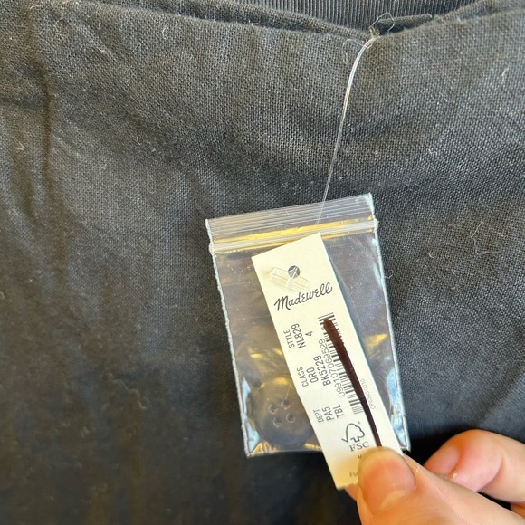 Madewell Black Button Front Wrap Midi Dress Women's NWT Size 4 Linen High Rise - Picture 3 of 7